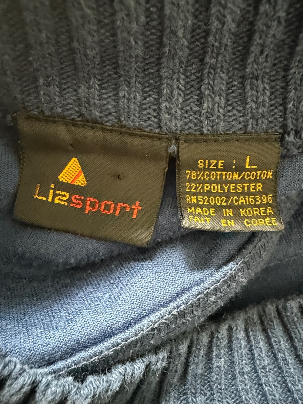 Vintage LizSport Velour Sweatshirt Pullover Navy Crew Minimalist 80s Sz L - Picture 2 of 7